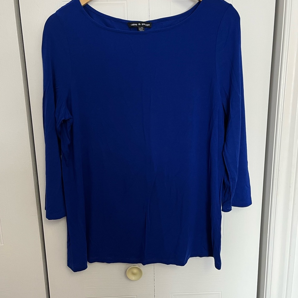 # 35- Cable & Gauge Blue 3/4 Sleeve Relaxed Shirt